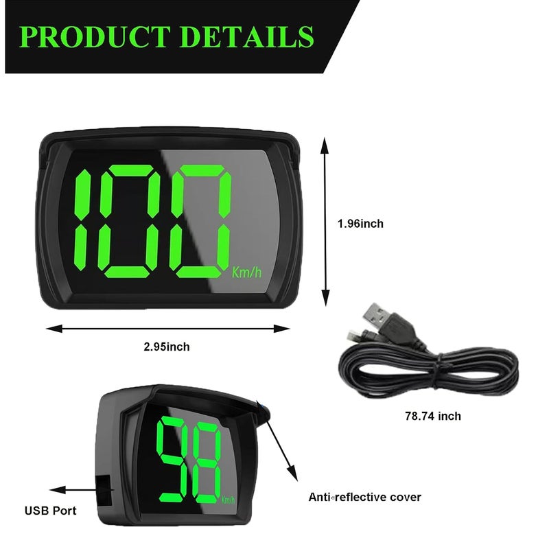 LAGWIUY Digital GPS Speedometer MPH, Heads Up Display with Large LED Font, Golf Cart Universal HUD Speed Meter for Car, Truck, Motorcycle - Image 4